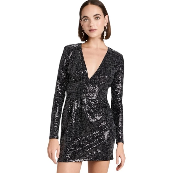 Ramy Brook - Esme Long Sleeve Sequin Mini Evening Dress Sz 8 - Picture 1 of 13